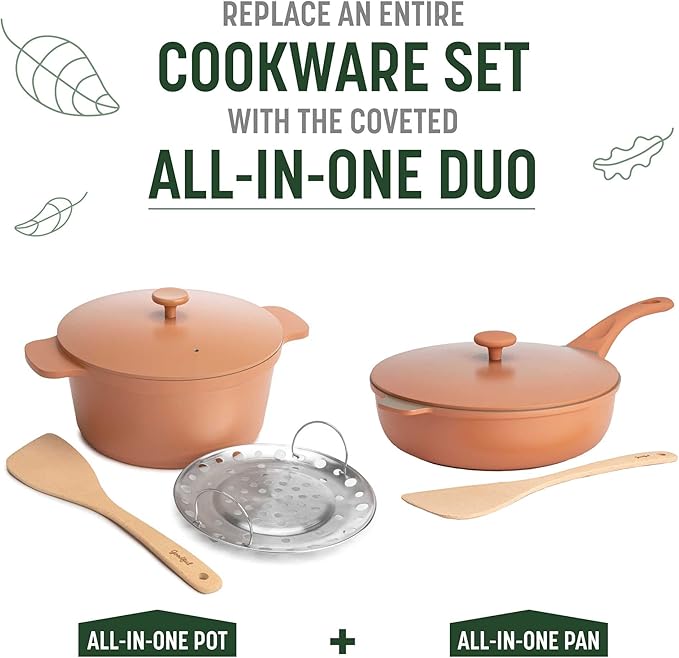 Goodful All-in-One Pan, Multilayer Nonstick, High-Performance Cast Construction, Multipurpose Design Replaces Multiple Pots and Pans, Dishwasher Safe Cookware, 11-Inch, 4.4-Quart Capacity, Terracotta