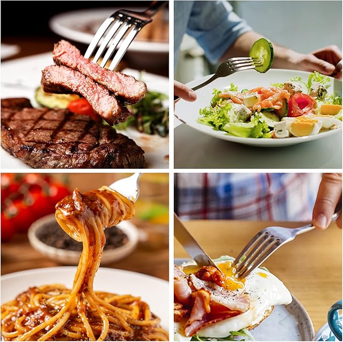 BEWOS 24 Pieces Dinner Forks Set, 8.2-Inch Stainless Steel Forks Silverware, Flatware Salad Forks for Home, Kitchen or Restaurant - Mirror Polished, Dishwasher Safe