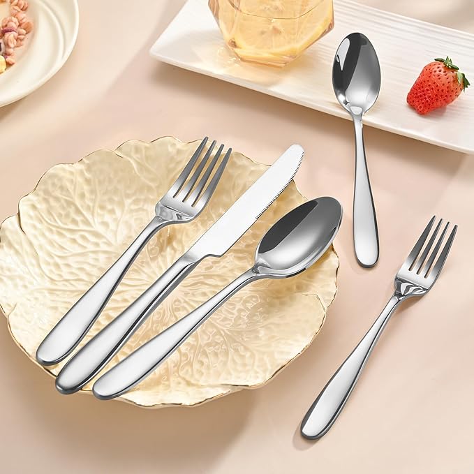 40-Piece Silverware Set, Flatware Set for 8, Food-Grade Stainless Steel Tableware Cutlery Set, Mirror Finished Utensil Sets for Home Restaurant, Forks Spoons and Knives Set, Dishwasher Safe
