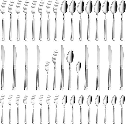 40-Piece Silverware Set Stainless Steel Flatware Set for 8,Include Knives Forks and Spoons Cutlery Set for Home Kitchen Housewarming