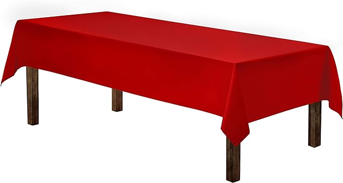 Gee Di Moda Rectangle Tablecloth - 60 x 102 Inch Red Table Cloth for 6 Foot Rectangle Tables - Heavy Duty Washable Fabric - for Holiday Party, Dinner, Weddings, Baby Shower & Events