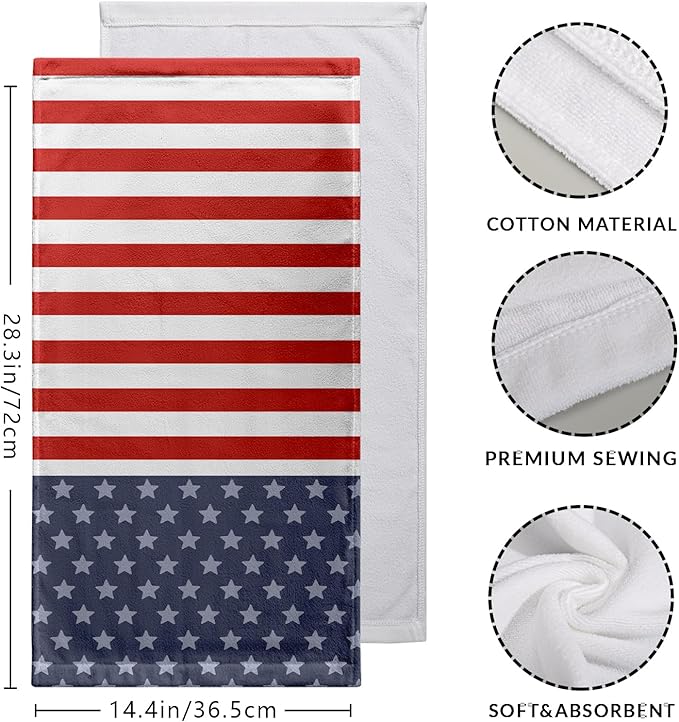 4th of July Patriotic Kitchen Dish Towels American Flag Independence Day Hand Towel Tea Towels Soft Decorative Bathroom Hand Towel for Home Kitchen Decor 14.4 x 28.3 Inch