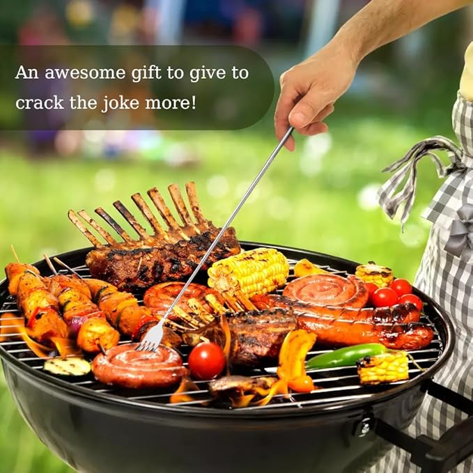 Extendable Fork - 8.7 to 25.4 Inch Long, Telescopic & Retractable for BBQ, Dinner, Fruit & Dessert - Sturdy Stainless Steel (2 Pcs)