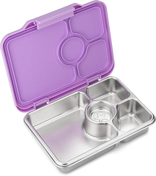 Yumbox Prêt Leakproof Stainless Steel Bento Lunch Box, 3.4 Cup Healthy Portion Size for Balanced Eating – Durable Lunch Container for Sandwiches & Snacks (Lavande Purple)