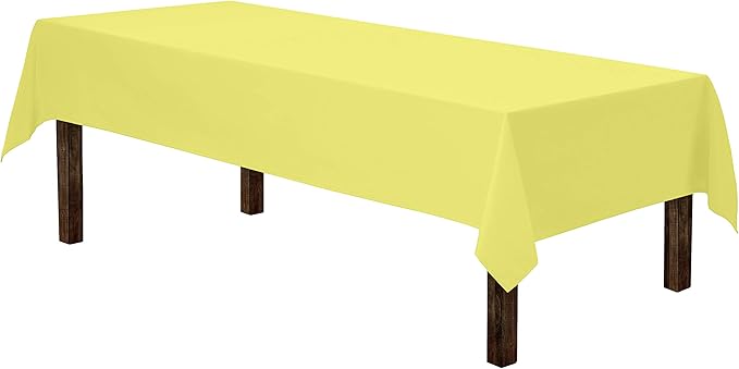 Gee Di Moda Rectangle Tablecloth - 60 x 84 Inch Yellow Table Cloth for 5 Foot Rectangle Tables - Heavy Duty Washable Fabric - for Holiday Party, Dinner, Weddings, Baby Shower & Events