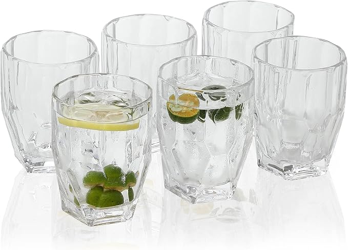 Water Glasses 10 oz. set of 6 from 3.07 * 3.9", Clear Everyday Use Tumblers Glasses Cups for Water Juice Beverage Soda Milk Coke Cocktail Whisky for Home Bar Party Resturant