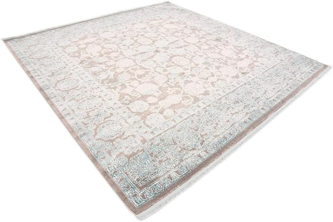 Unique Loom Traditional Classic Intricate Design with Distressed Vintage Detail, Area Rug, Square 8' 0" x 8' 0", Blue/Gray