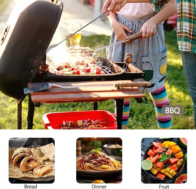 Extendable Fork,8.7 to 25.4 Inch Expandable fork prank,Expandable fork,Telescopic Fork, Stainless Steel, Extendable Handle,Long Dinner Fruit Dessert Cutlery (1, Fork)