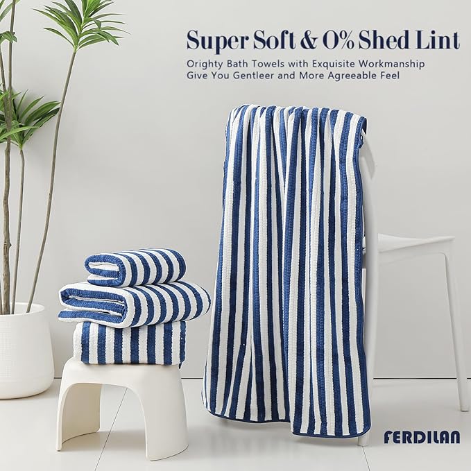 18-Piece Microfiber Bath Towels Set - 6 Bath Sheet, 6 Hand Towels, 6 Washcloths, Soft, Highly Absorbent Bathroom Towel, Quick Dry & Less Lint Shower towel for Bathroom, Hotel, Spa, Dorm-Blueberry