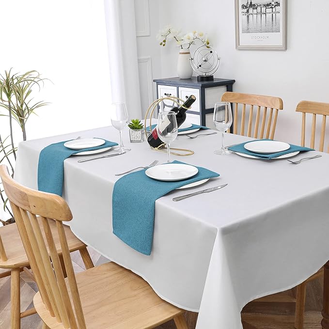 H.VERSAILTEX Linen Textured Cloth Napkins Set of 12 (18" X 18") Linen Textured Dinner Napkins Waterproof Extra Soft Thick Durable Reusable Napkins with Hemmed Edges, Heather Storm Blue