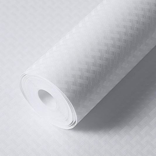 Shelf Liners for Kitchen Cabinets Refrigerator Liners Waterproof & Oil-Proof Kitchen Cupboard Liner Non-Slip Drawer Mats EVA Non Adhesive Fridge Liner for Shelves-White 11.8 x 59 Inches