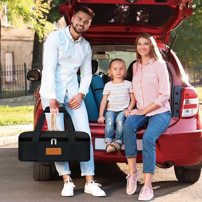 LHZK Insulated Casserole Carriers for Hot or Cold Food, Lasagna Holder Tote for Potluck Parties, Beach, Picnic, Travel, Fits 11x15 or 9x13 Dish (Black)