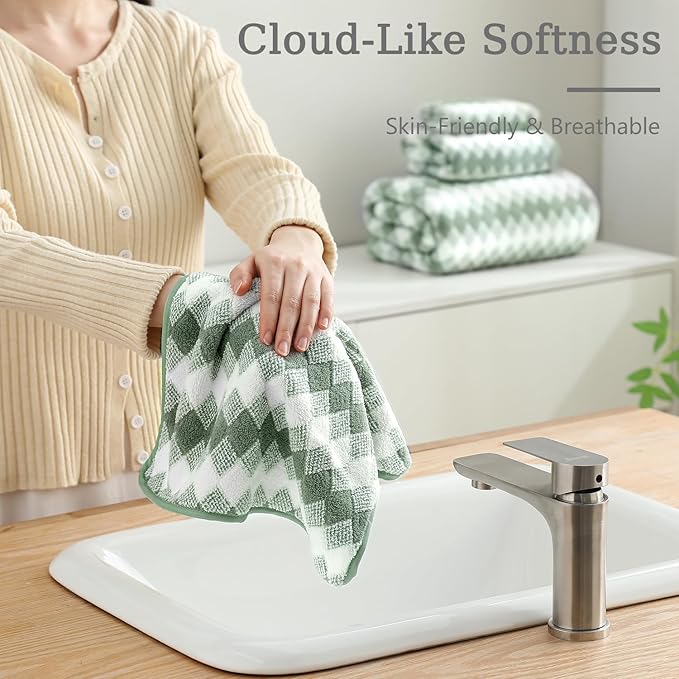 4 Piece Bath Towel Set Oversized Bath Sheet 35"x70" Bathroom Towel Extra Large Towel Set Soft Highly Absorbent & Quick Dry Premium Bath Sheet for Bathroom 600GSM Shower Towel Spa Gym Hotel,Green