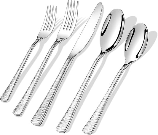 Silverware Set, 18/10 Stainless Steel 40 PieceFlatware Set for 8, Utensil Sets DishwasherSafe, Rust-Resistant, Modern Cutlery Set forHome, Wedding, Restaurant