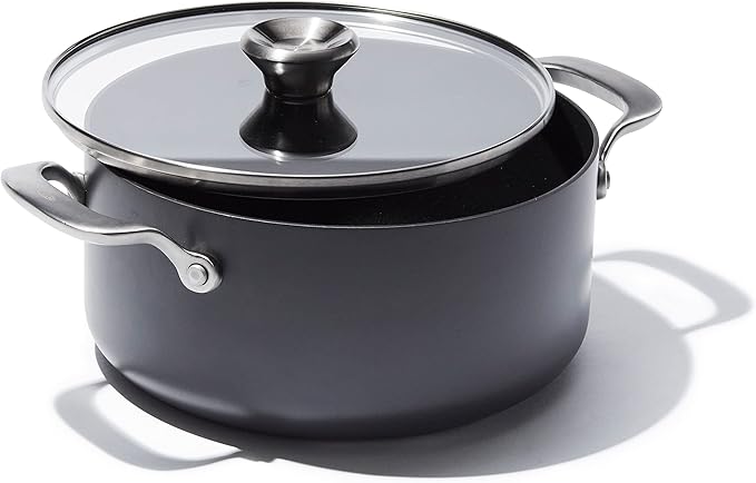 OXO Professional 5QT Stock Pot with Lid, Hard Anodized Ceramic Nonstick Cookware PFAS-Free, Stainless Steel Handles, Induction Suitable, Diamond Reinforced Coating, Dishwasher and Oven Safe, Black