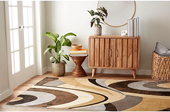 Home Dynamix Tribeca Slade Modern Area Rug ,Abstract Brown/Gray 5'2"x7'2"