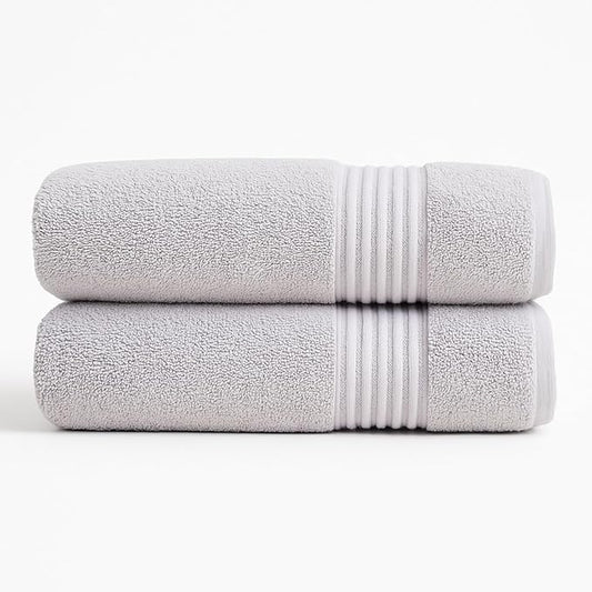 Milara Turkish Super-Plush Bathroom Hand Towels Set 2-Piece | Premium Cotton Hand Towels Set Absorbent, Durable with Hanging Loops | Silver Gray Color Hand Towel, (16 x 30 Inches)