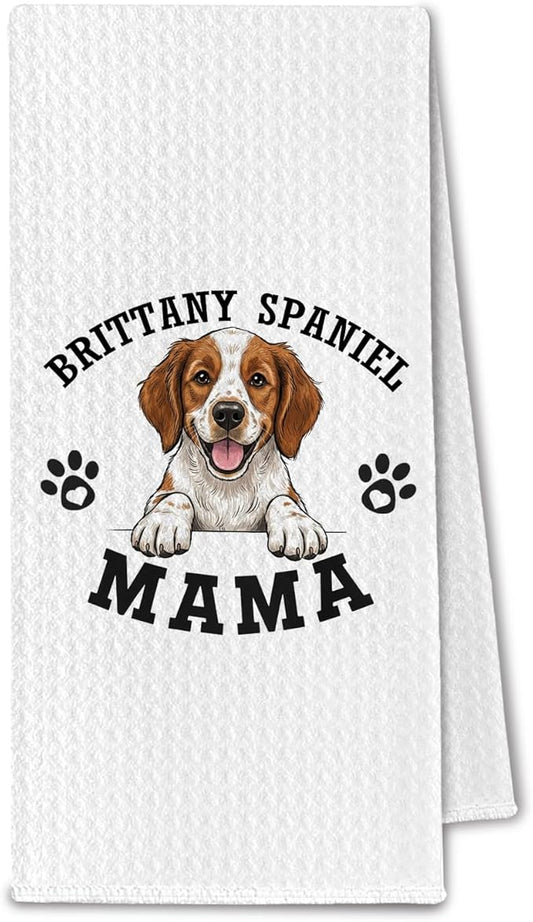 Brittany Spaniel Kitchen Towels, Dog Mama Brittany Spaniel Gifts for Women & Dogs Moms, Dog Lover Gifts Decorative Hand Towels for Bathroom, 16x24 Inch