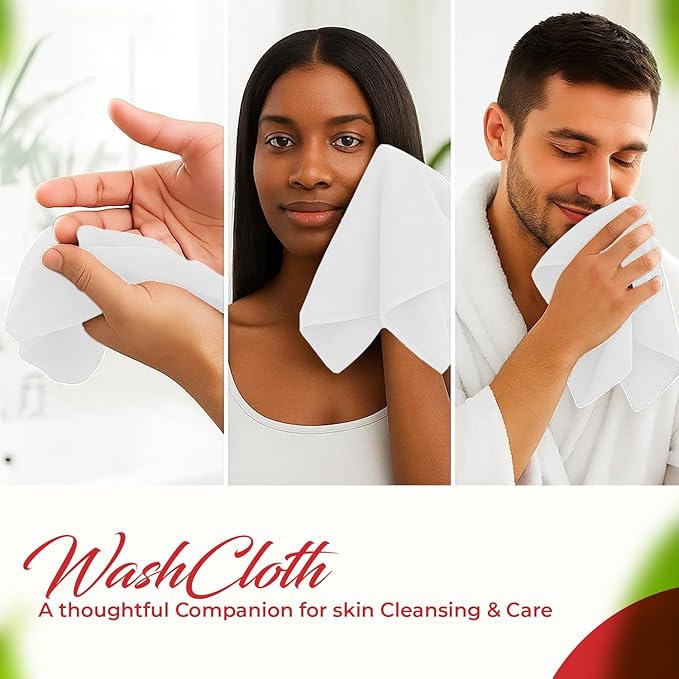 RIVERSIDE 12 Pack Washcloths - 12x12 Inches, 400 GSM, 100% Ring-Spun Cotton - Soft, Absorbent & Durable Face and Body Towels - for Bathroom, Spa, Gym, Makeup Removal & Everyday Use - White