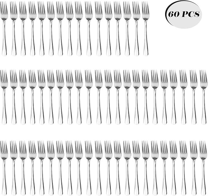 60 PCS Dinner Fork Set - Windsor Stainless Steel Silverware Fork 7.1 Inch with Dishwasher Safe Flatware Forks for 60,Table Forks for Home,Kitchen or Restaurant
