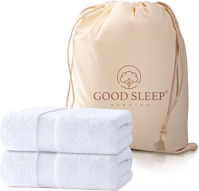 100% Cotton Bath Towels, Pack of 2 Towels for Bathroom, Luxury 700 GSM Bath Towel, Highly Absorbent Bathroom Towel Set, 30 x 60 Inches Large Bath Towels, Super Soft & Quick Dry Towel Set, White
