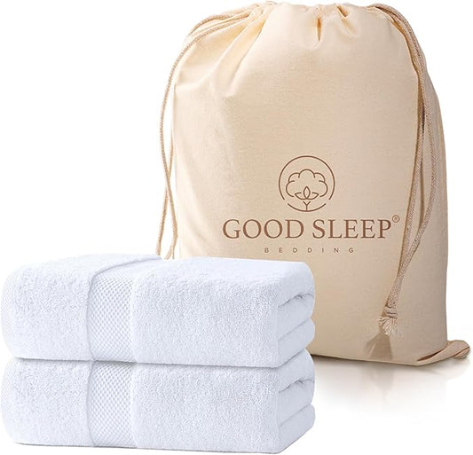 100% Cotton Bath Towels, Pack of 2 Towels for Bathroom, Luxury 700 GSM Bath Towel, Highly Absorbent Bathroom Towel Set, 30 x 60 Inches Large Bath Towels, Super Soft & Quick Dry Towel Set, White