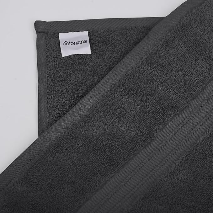 6 Piece Home Towel Set - Soft & Cozy - 100% Cotton, Modern, Hotel Quality, Includes 2 Bath Towels (28" x 56"), 2 Bathroom Hand Towels (16"x28") and 2 Wash Cloths (12"x12") - Anthracite Gray