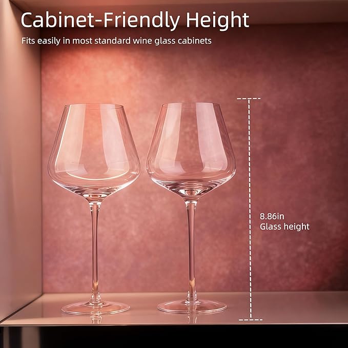 Wine Glasses Set of 4, 18OZ Large Crystal Red Wine Glasses, Hand Blown Vintage Wine Glasses with Thin Rim, Large Bowl, Long Stem, Gifts for Christmas, Housewarming, Birthday