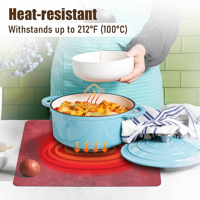 UnivoColors Washed Cowhide Pattern PU Leather Placemats Set of 8 Heat Resistant Kitchen Table Mats, Waterproof Wipeable for Party Decoration(Blue)