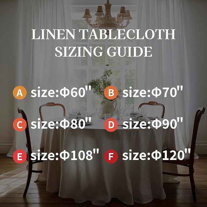 EVERLY 100% Pure Linen Round Tablecloths 108Inch Round Machine Washable Tablecloth for Thanksgiving,Decorative Halloween,Buffet Parties,Picnic,Events,Weddings and Restaurants-White