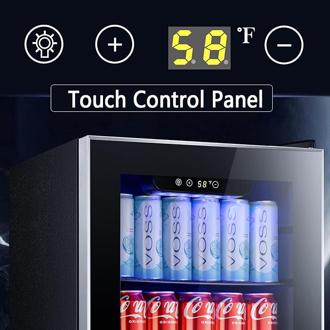 Antarctic Star Beverage Refrigerator Cooler ETL Approved - 95 Can Mini Fridge Glass Door for Soda Beer Wine, 32-61℉, Quiet Compressor, Removable Shelves for Home, Office or Bar, 2.3 cu.ft