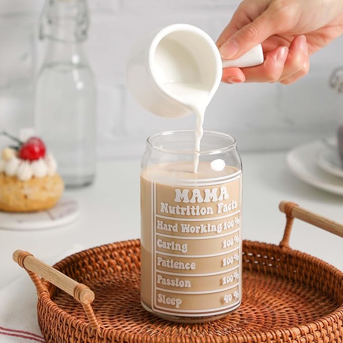 SUPREME LIGHTS ·2017· Mom Cup Gifts from Daughter Son, Mothers Day Christmas Gifts for Mama, Personalized Birthday Gift for Mother, Thank You Mom Gift for Women - 16 oz Mama Iced Coffee Glass Cup