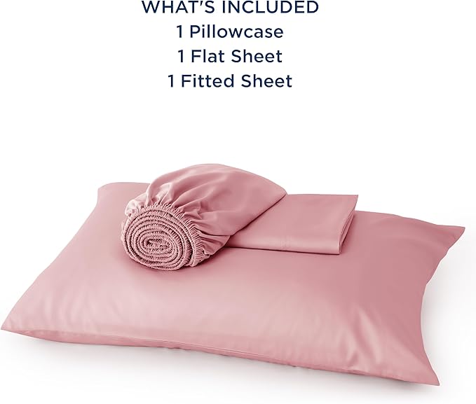 Bedsure Cooling Sheets Twin, Rayon Derived from Bamboo, Breathable & Soft Twin Sheets Set, Deep Pocket Up to 16 Inches, Hotel Luxury Silky Bedding for Hot Sleepers, Blush Pink