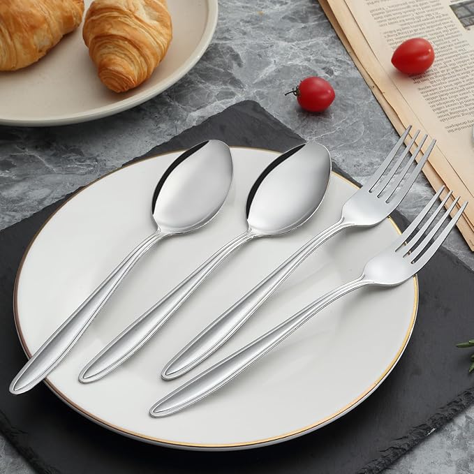 24 Pieces Forks Set (7.8”), Unokit Forks Silverware Set, Stainless Steel Dinner Forks, Table Forks, Metal Forks, Fork Set of 24 for Home/Kitchen & Restaurant,Mirror Polished, Dishwasher Safe