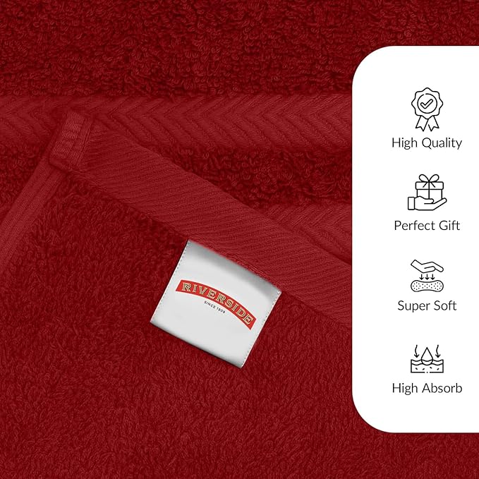RIVERSIDE Pack of 2 Extra Large Bath Sheets 35 x 70 Inches - 100% Ring Spun Cotton Hotel Quality Oversized Bath Towels - Super Soft, Highly Absorbent & Quicker to Dry - Red