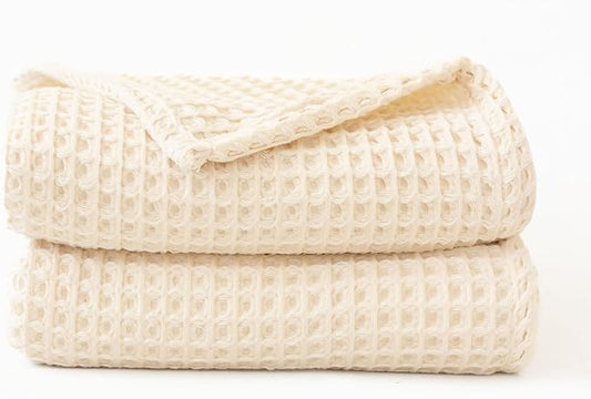 Premium Waffle Bath Towels Pack of 2 Extra Large 35x71 inch - 100% Turkish Cotton, Waffle Weave, Quick Dry, Lint Free, Oversized, Thin Bath Sheet Towel (Natural, Set of 2 Bath Towels)