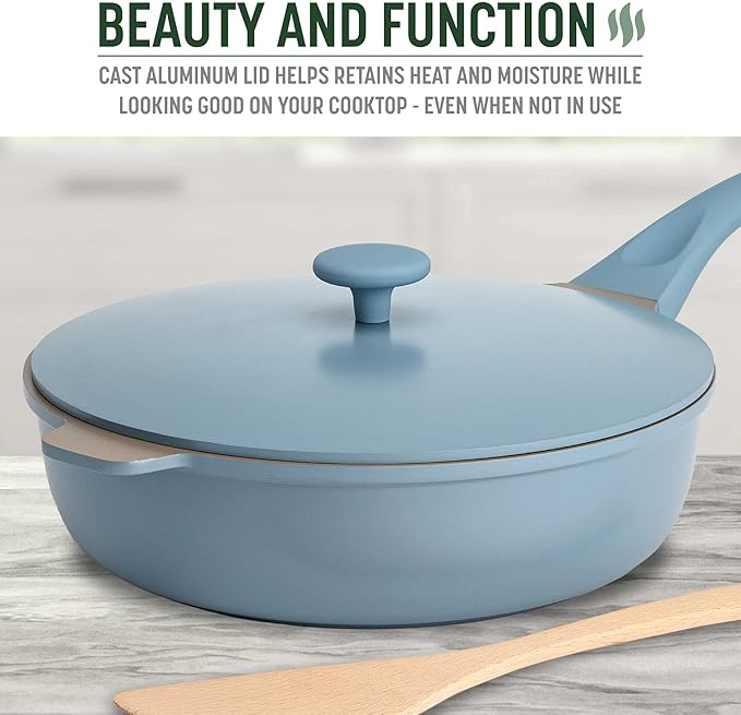 Goodful All-in-One Pan, Multilayer Nonstick, High-Performance Cast Construction, Multipurpose Design Replaces Multiple Pots and Pans, Dishwasher Safe Cookware, 11-Inch, 4.4-Quart Capacity, Blue Mist