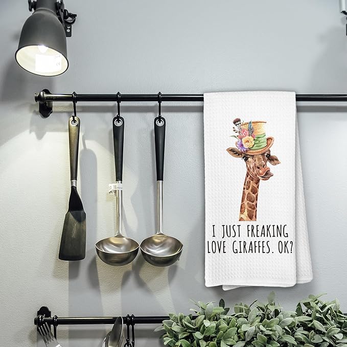 Giraffe Decor Gifts Towels - Giraffes Bathroom Decor Hand Towels, Giraffe Gifts for Women, I Just Freaking Love Kitchen Towel,Giraffes Decorative for Room Bathroom