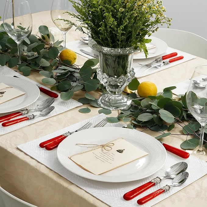 20 Pieces 18/10 Stainless Steel Elegant Silverware Set for 4,Vintage Flatware Set,Dishwasher Safe (20, Red)