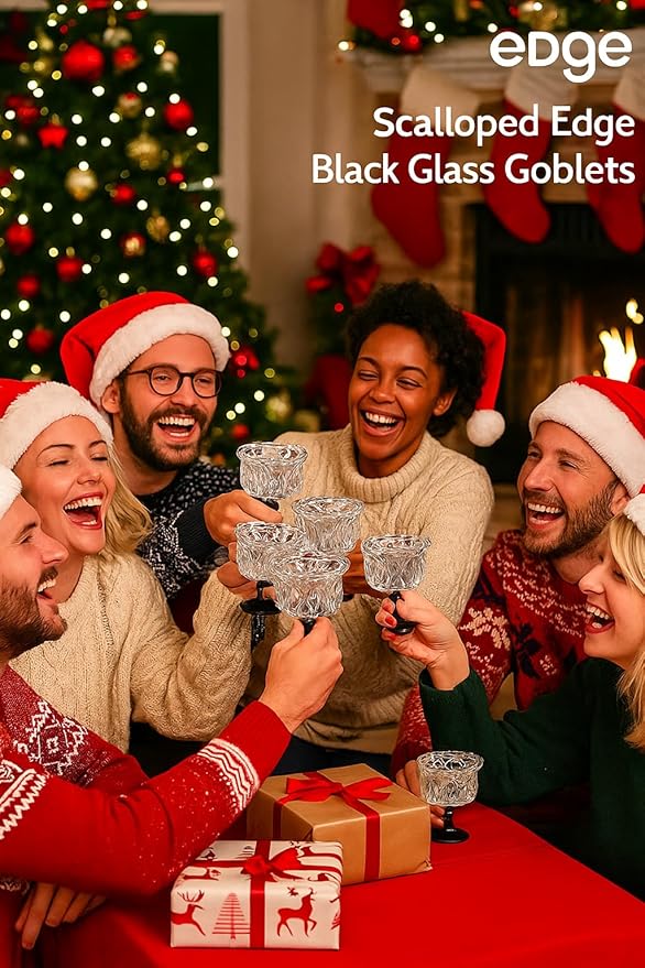 Christmas Mojito Glass, 7oz Vintage Cocktail & Dessert Cups, Retro Holiday Drinkware Set for Winter Style & Home Decor