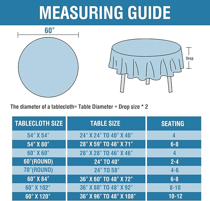 H.VERSAILTEX Linen Textured Tablecloth Round 60 inch Waterproof Decorative Table Cloth Spill-Proof Linen Look Cover for Party Table Extra Soft and Thick Fabric Wrinkle Free, Heather Ivory