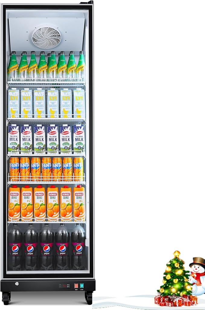 BODEGACOOLER Commercial Beverage Refrigerator with Glass Door,12.5 Cu.Ft Commercial Drink Refrigerator,Upright Large Display Merchandiser Beverage Bar Cooler with Soft LED Light,Adjustable Shelves