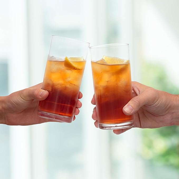 Zulay Kitchen Acrylic Glasses Drinkware - 4 Piece Unbreakable Plastic Tumblers - BPA-Free, Reusable Plastic Drinking Glasses for Home & Outdoors - Stackable, Lead-Free & Dishwasher Safe - (16 Ounces)