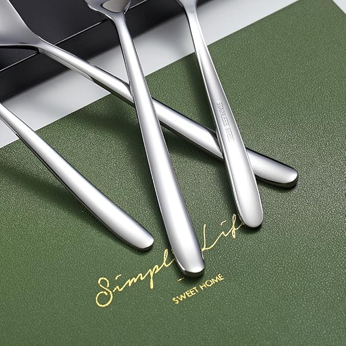 Stainless Steel Dinner Forks Set, 6 Piece - Silverware for Home, Kitchen or Restaurant, Dishwasher Safe (Silver-8 Inch)