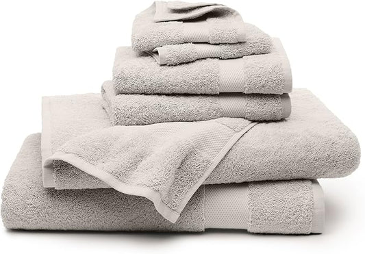 BOLL & BRANCH Plush Bath Sheet Set - Pewter - 6 Piece - Includes 2 Oversized Bath Sheets, 2 Hand Towels & 2 Washcloths - 100% Organic Cotton - Ultra Soft & Luxurious - Quick Absorbing