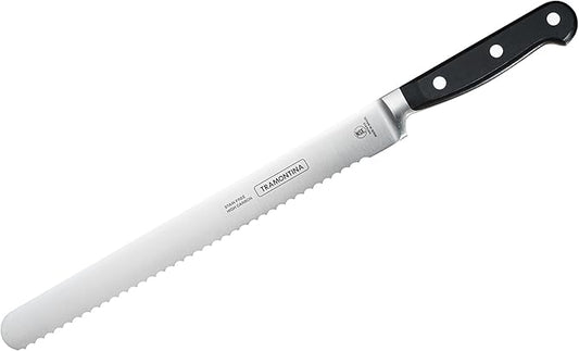 Tramontina Pro Series Forged 10-Inch Serrated Slicer, Stain-free High-Carbon Steel Large Kitchen Knives for Cooking