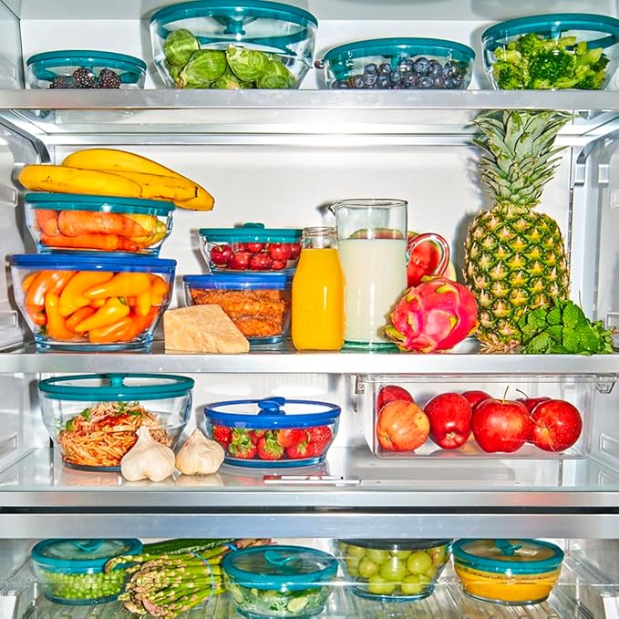 Anyday 2-Pack (4-Cup Deep) Glass Food Storage with Glass Lids | Plastic-Free Meal Prep & Microwave Cookware | Stackable Airtight Storage Container with Vented Lid for Microwave-Safe Reheating