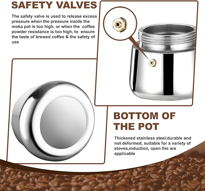 9 Cup Stovetop Espresso Maker Stainless Steel Moka Pot Stove Top Percolator Italian Coffee Makers Capable Mocha Greca Machine Cafe Classic Induction Cookers for Home and Camping 450ml 15oz