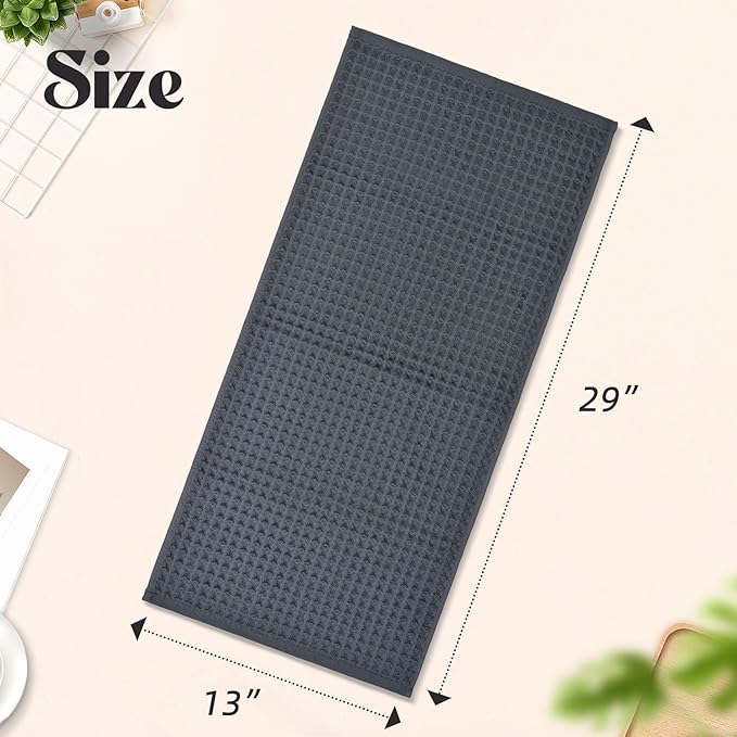 Jacquotha Waffle Hand Towels for Bathroom 5-Piece (Charcoal Blue) – Cotton Quick Dry Lint Free Face Towels 13” x 29”