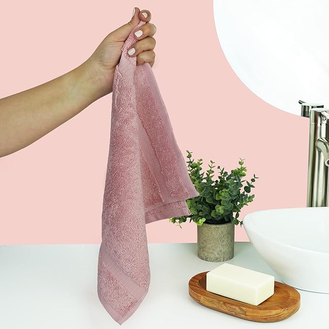 Chakir Turkish Linens | Hotel & Spa Quality 100% Cotton Premium Turkish Towels | Soft & Absorbent (12-Piece Washcloths, Pink)